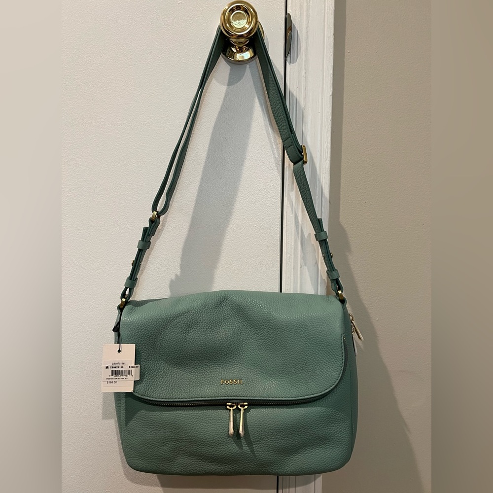 Fossil Preston Large Flap Bag (Sea Glass) NWT